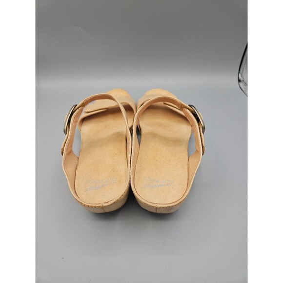 Dansko Tanya Sandals Women Sz 40 10 10.5 Shoes Brown Leather Wedge Heel Slip On - Picture 4 of 10